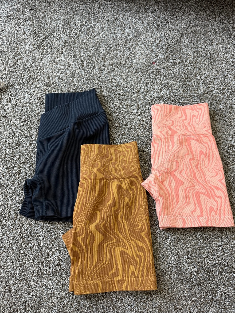 Ribbed Bike Shorts - black, Mustard, and Coral - Multi-Pack